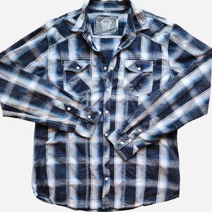 BKE vintage plaid country western long sleeve button up shirt - size large